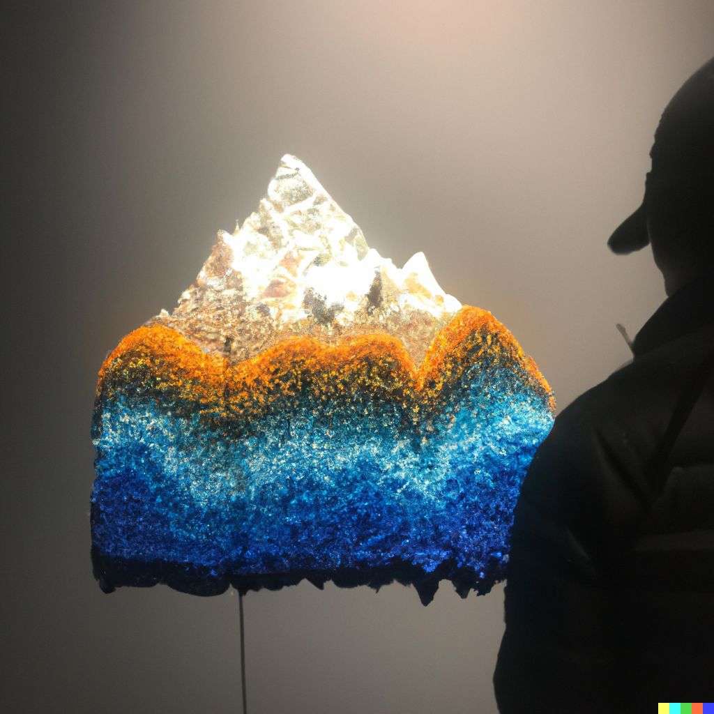 someone gazing at Mount Everest, kinetic art